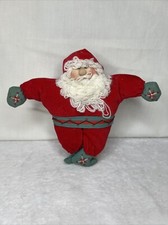 Vintage Santa Crushed Velvet Plush embroidered Primitive Folk Art Christmas Doll