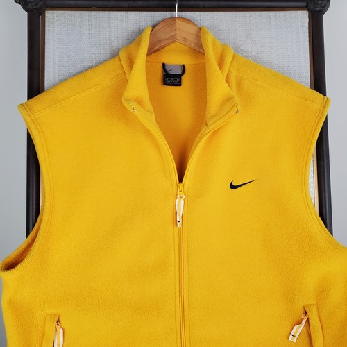 VTG NIKE Mens Size XL Full Zip Yellow Fleece Sleeveless Vest VIntage Golf - Picture 14 of 17