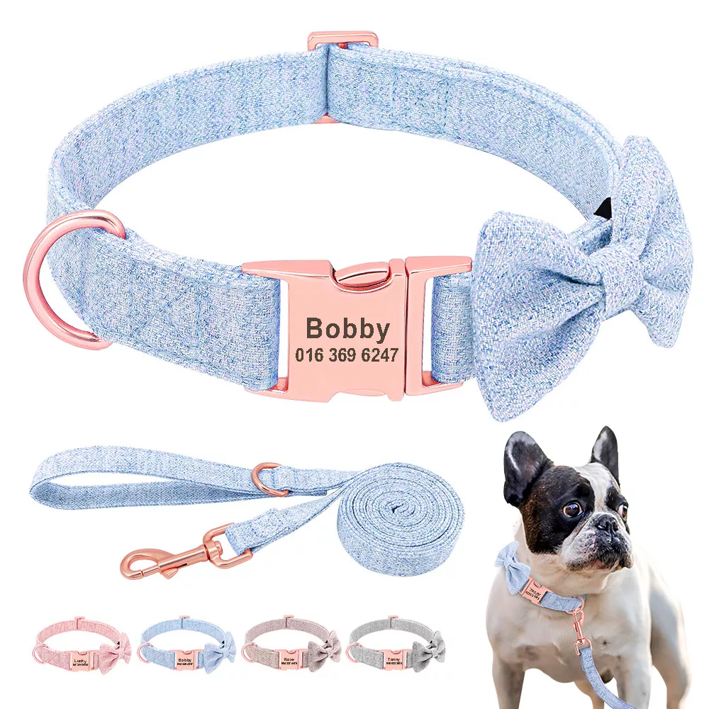 Bow Tie Collar For Dogs And Leash Set