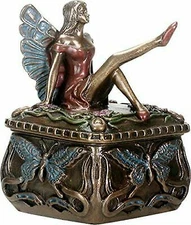 Ebros Gift Decorative Butterfly Fairy Jewelry Trinket Box Small 3.25" Height