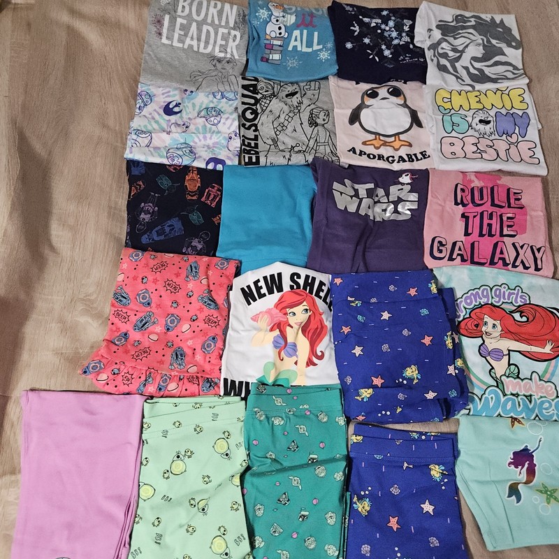 Lot Of 21 Girls Size Xl 10 Clothing Disney Star Wars Frozen Little Mermaid Nwot