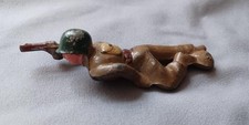 Vintage Metal Barclay Pod Foot Soldier Laying With Pistol Green Helmet