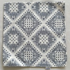 VTG Handkerchief Blue Paisley Diamond Geometric Floral Cotton Pocket Square 19"