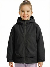 Boys Girls Waterproof Jacket Insulated Padded Windbreaker Raincoat Sports Hoo...