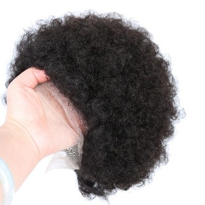 Short Afro Puff Brazilian 13x1 Front Lace Wigs Remy Afro Kinky Curly Pixie Cut