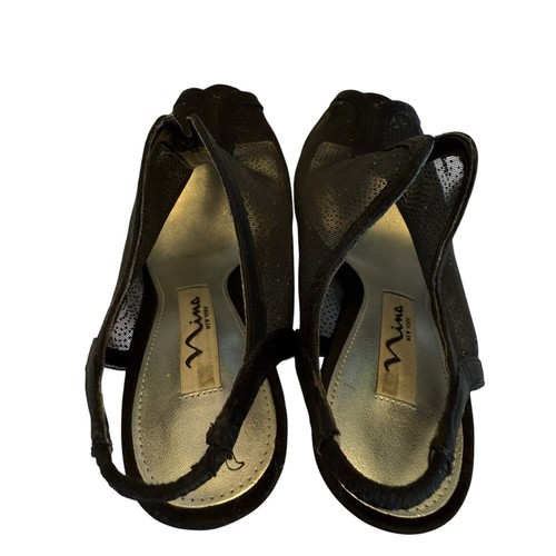 Nina New York Black Mesh Peep Toe Slingback 4 inch Pumps Heels Size 5 M - Picture 14 of 14