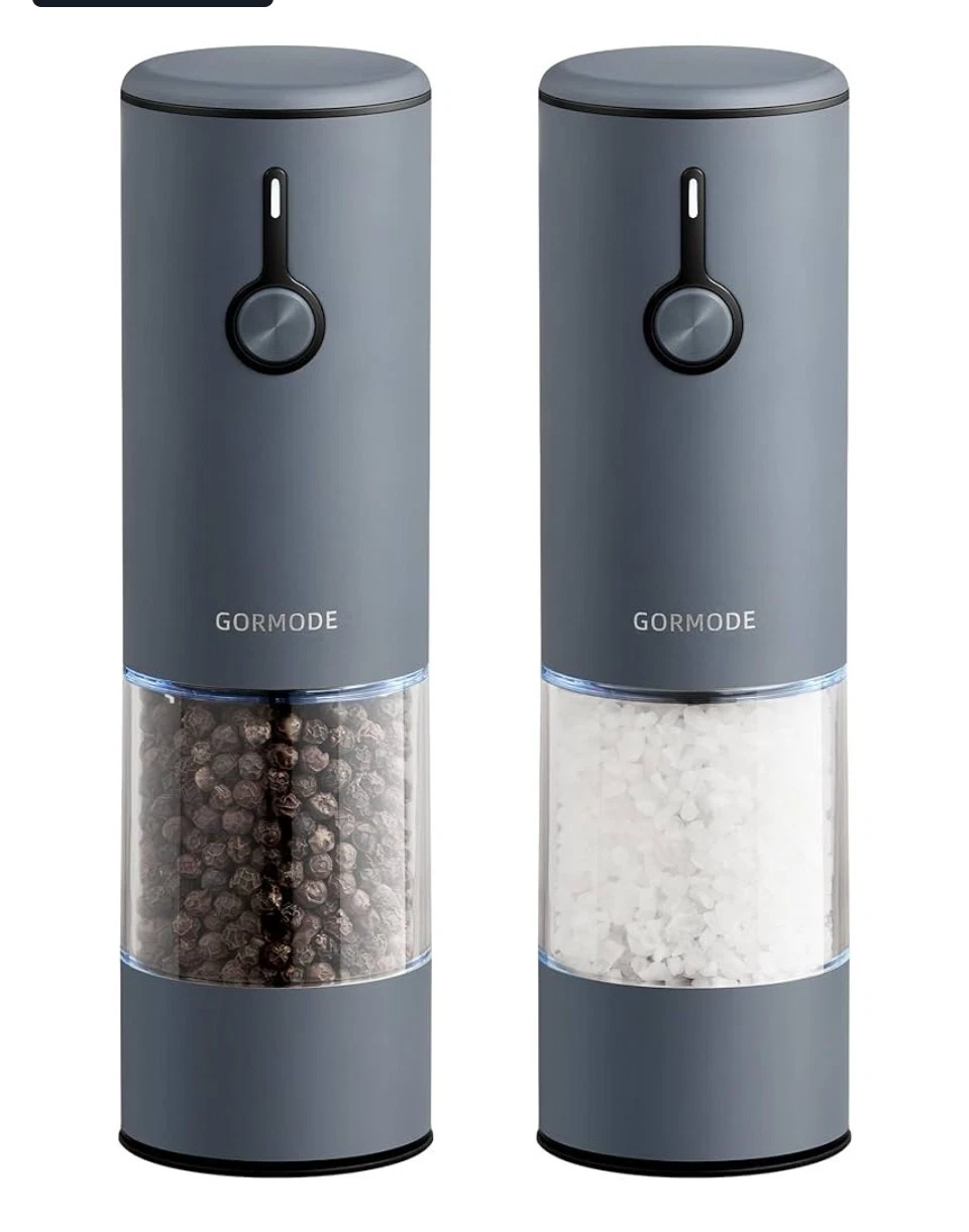Stainless Steel Electric Salt and Pepper Grinder Set (Wedgwood Blue) - 2 Pack...