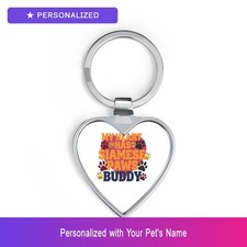 Custom Siamese Cat Paw Print Keychain Personalized Pet Name Heart Shaped