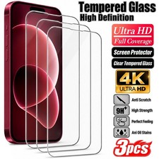 3 Pack Glass Screen Protector For iPhone 18 17 16 15 14 13 12 11 Pro Max Duo XR