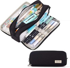 Large Capacity Kawaii Pencil Case 3 Compartment School Supplies and Stationery