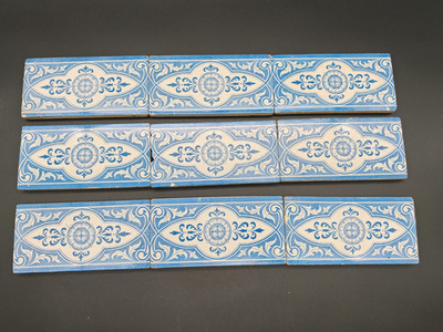 1x Antike Jugendstil-Fliese Bordüre MO & PF vorm. C.T. um 1900