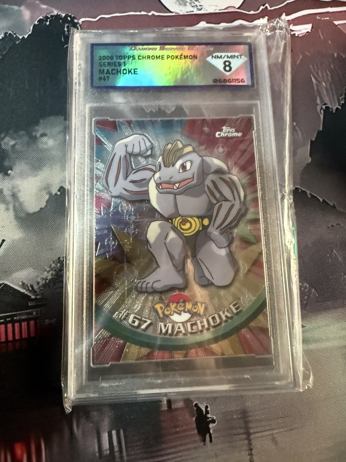 2000 TOPPS CHROME POKEMON T.V. #67 MACHOKE DSG 8