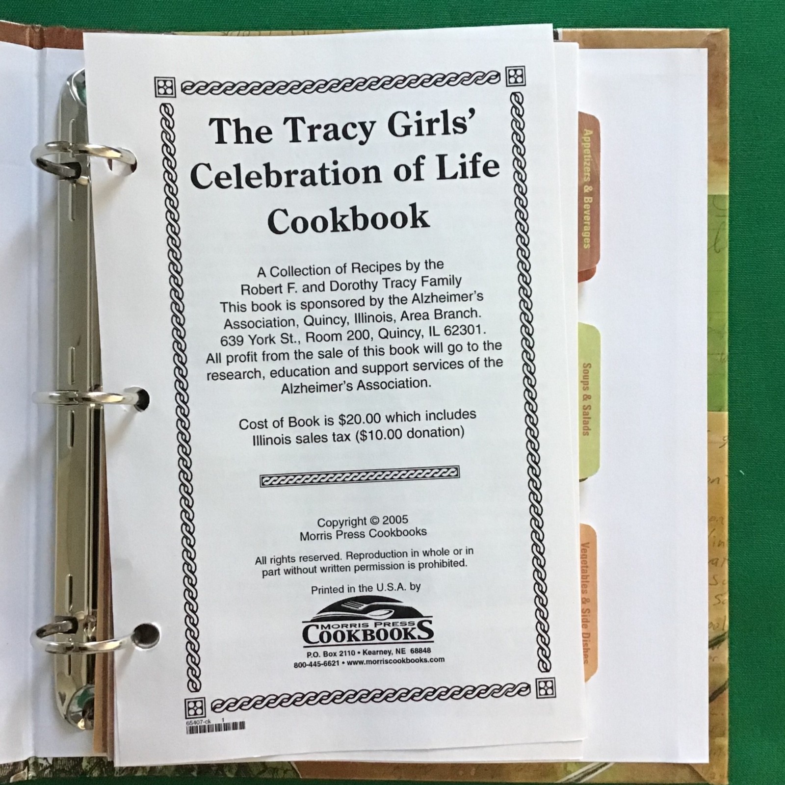 Mt Sterling Illinois DOT FOODS Company Tracy Girls  2005 Cookbook SEE INDEX