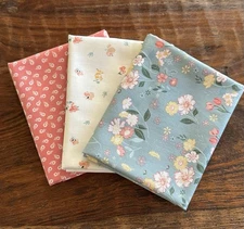 3 Fat Quarters Bundle Riley Blake "New Beginnings" Floral Quilt Cotton