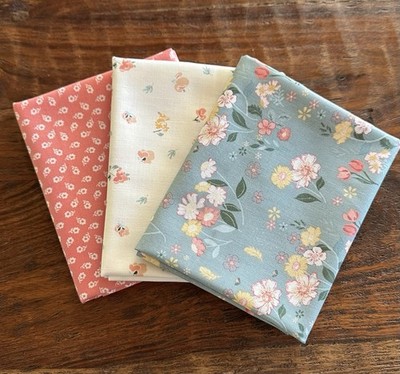 3 Fat Quarters Bundle Riley Blake ''New Beginnings'' Floral Quilt Cotton