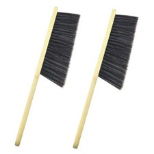 2 Pcs Hand Broom Brush, Wooden Handle Soft Bristle 2 Straight Handle Khaki
