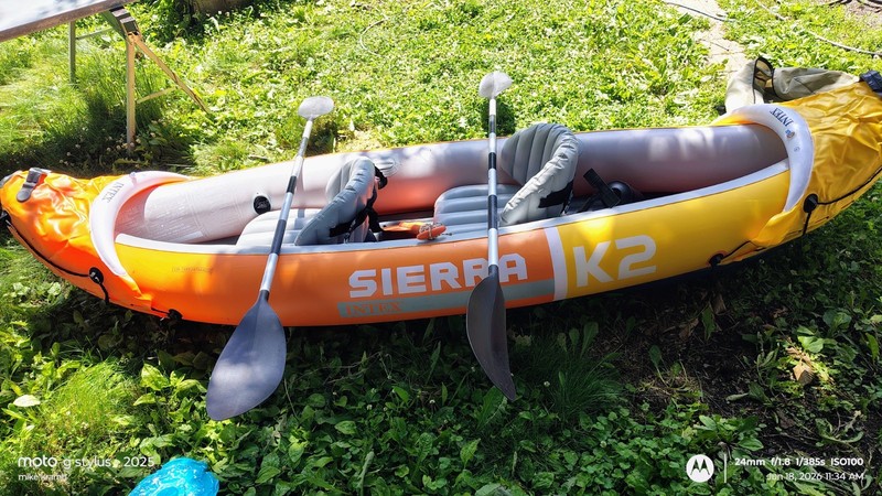 Intex Sierra K2 Inflatable Kayak Set w/ 2 Paddles, Seats, Carry Bag 68388