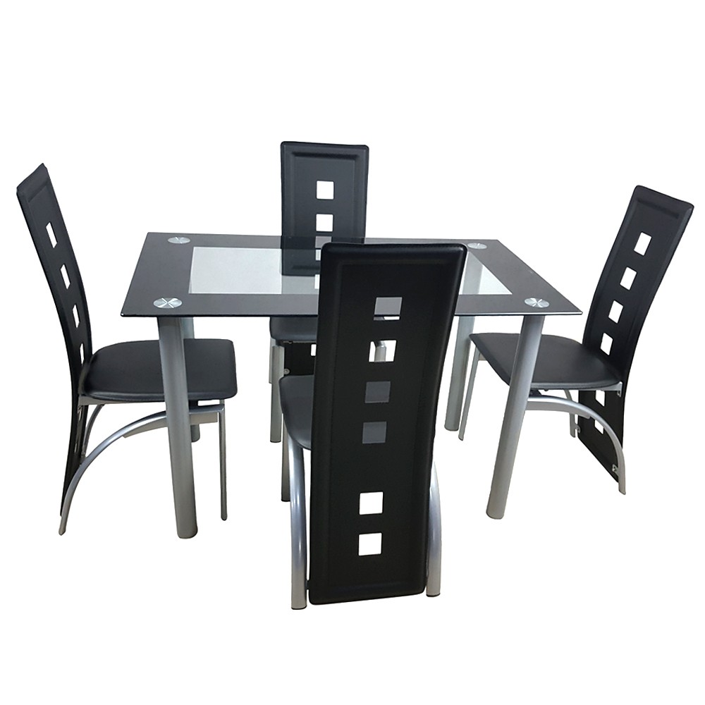5 Piece Dining Set Table And 4 Chair Home Kitchen Room Breakfast Furniture Black