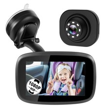 Shybaby 1080P Baby Car Mirror, 4.3" Baby Car Camera Monitor with 170  Black