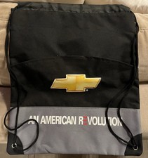 Chevrolet An American Revolution Large Drawstring Gym Bag Black Gray Adjustable?