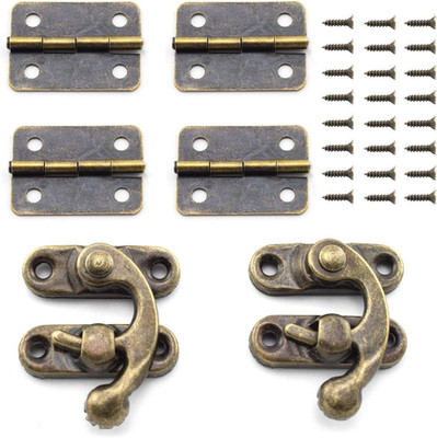 Retro Design Jewelry Box Antique Right Latch Hook and Vintage Bronze Hinge with