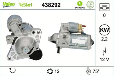 Anlasser Starter VALEO ORIGINS STOP&START - NEW O.E. TECHNOLOGIE 438292 für OPEL