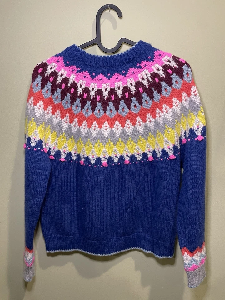 Suéter Boden XS Fair Isle Azul Multicolor Mezcla de Lana Cuello Redondo Tejido Nórdico Foto 2 de 4