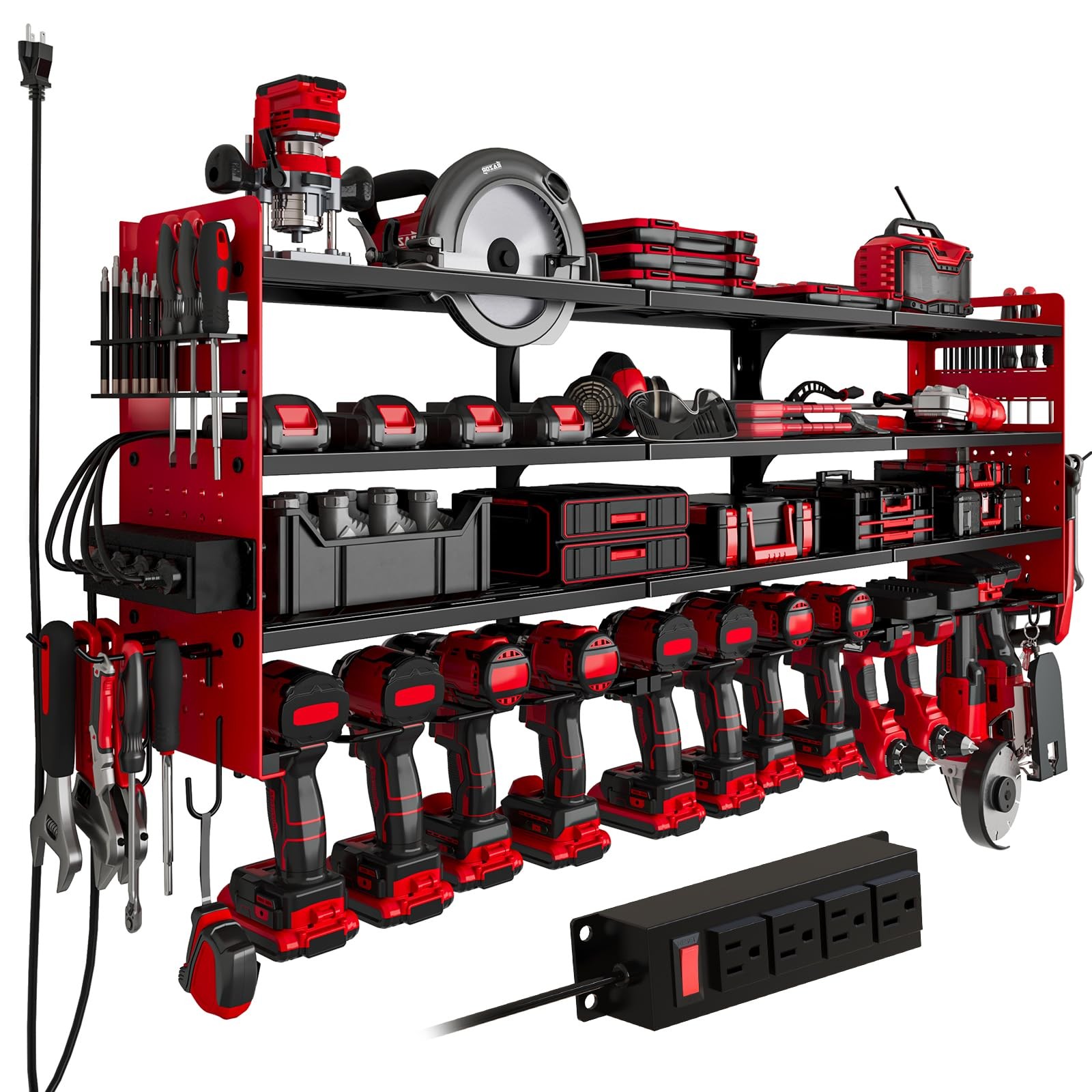 Holder Large Power Tool Organizer Wall Mount With Side Pegb.