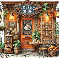 Coffee Shop Diamond Painting Kits for Adults,Coffee 14X14,