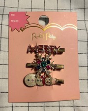 New Packed Party Hair Clips holiday Set of 3 Merry Snowflake Snowman