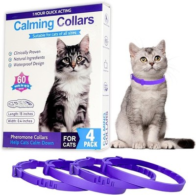 4 Pack Calming Collar for Cats - Long-Lasting Anxiety & Stress Relief, Adjustabl