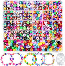 1200pcs Bracelet Making Kit Clay Pony Letter Beads DIY Jewelry Set Box String