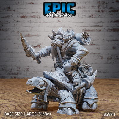 D&D Miniature - Walrus Folk Warrior Riding Large 3D Model Print DnD Figur Druck