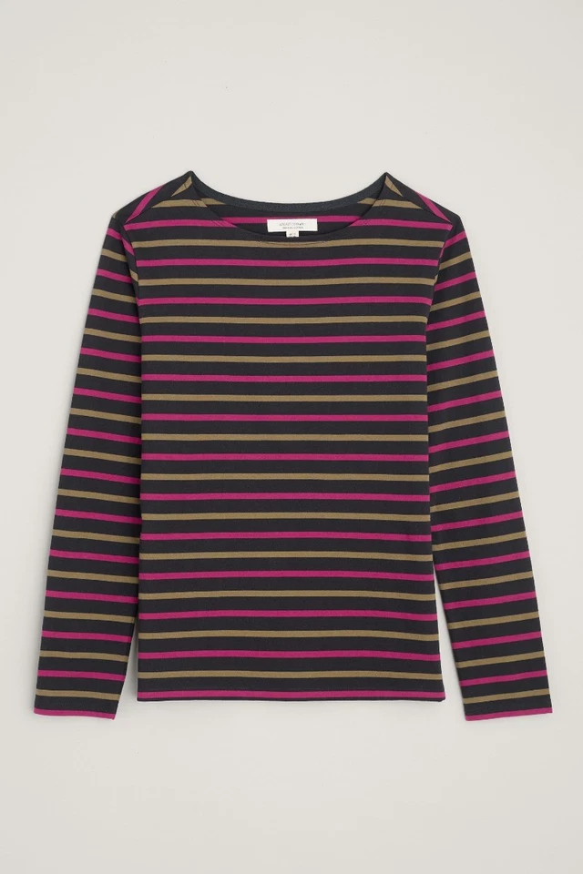 Seasalt Women's Regular Sailor Shirt Jersey Duet Breton Onyx Rich Olive - Image 2 of 4