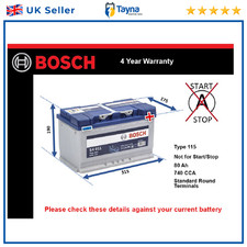Battery fits AUDI Q7 A2 S3 A7 A5 Q5 TT A8 RS5 S4 S5 TT RS A6 Bosch 115