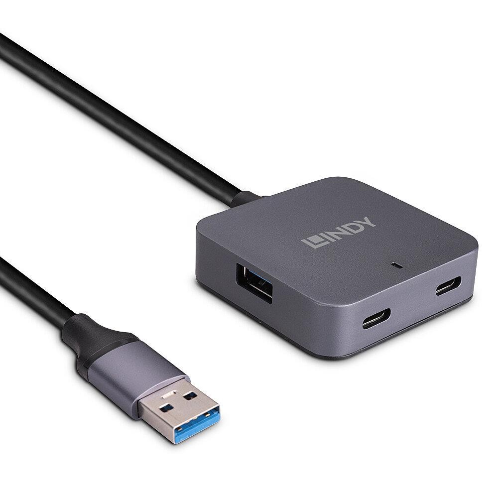 Hub USB 3.0 5m Lindy 43388 multiprise 4 ports USB Type A pour PC et Mac