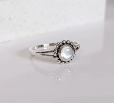 Sterling Silver Beaded Mother of Pearl Ring
