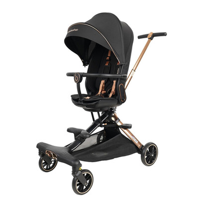 Compact Folding Stroller Wagon for Baby & Toddler - 360° Seat, Glory Black