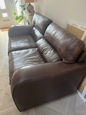 John Lewis Brown Leather Sofa 3 Seater Solid 200cm L x 95cm W x 85cm H