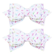 Glitter Birthday Hair Bow Clips 4" Girls Sparkly Sprinkle Confetti Bowknot Ba...
