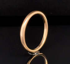 Minimalist Polished Edge Christmas Gift Band 2mm Rose Gold Tungsten Promise Ring