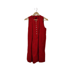 Quince Women 100% European Linen Sleeveless Swing Dress Red S
