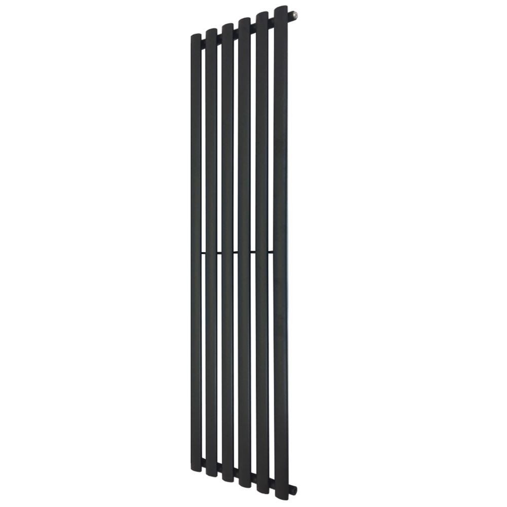 Black Oval Tube Radiator Designer Vertical Heater 420mm x 1800mm 3912 BTUs