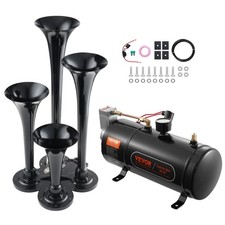 Train Horns Kit, 4 Trumpet Air Horn Kit, 150dB Train Horns for Pickup Trucks, 1
