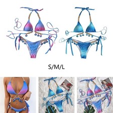 Bikini Set Damen Triangle Top Low Waist  Bikini Zweiteilige Bademode mit