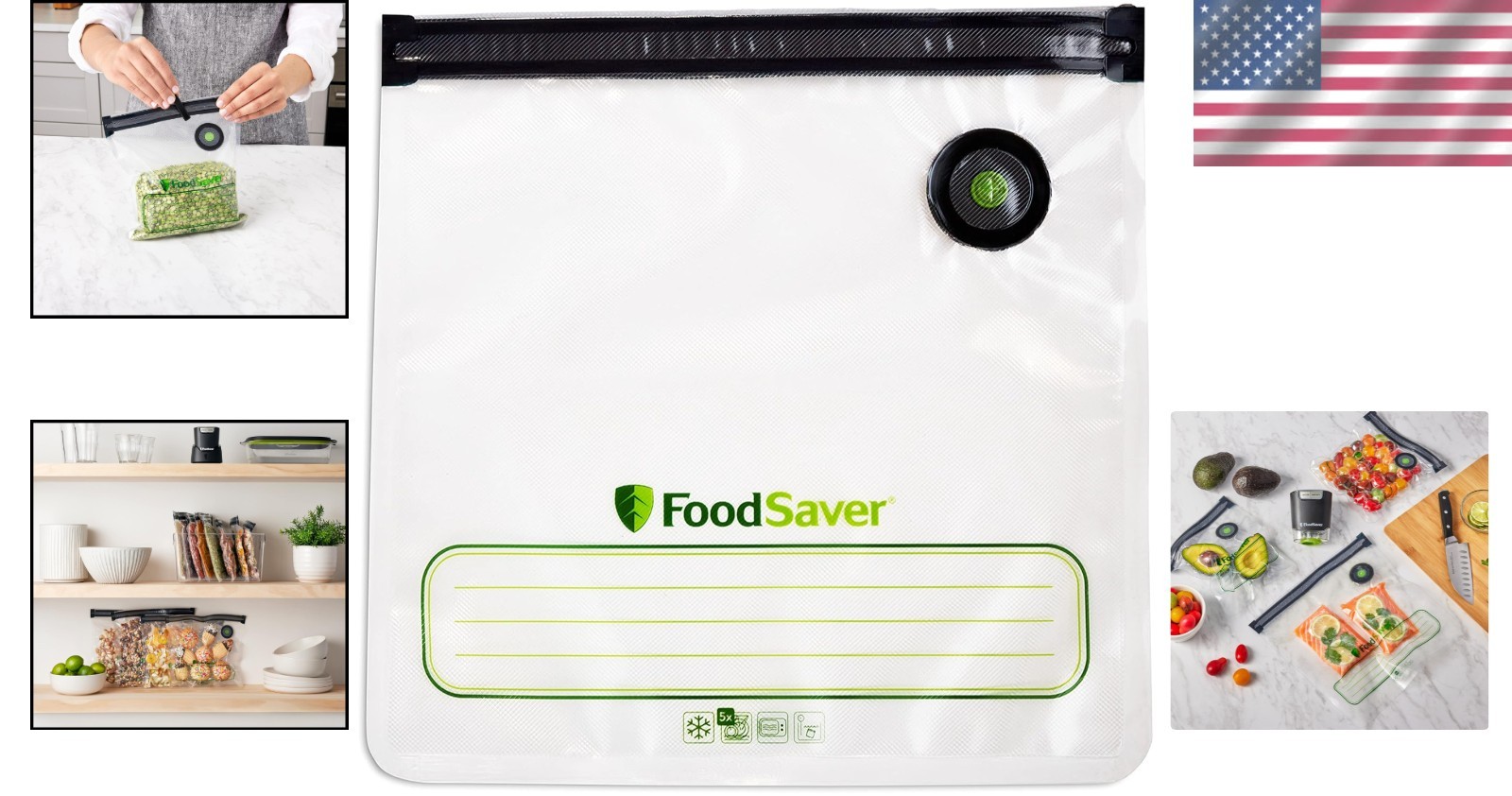 Leakproof 8 Gallon Reusable Vacuum Bags - Easy Use from Freezer to Sous Vide