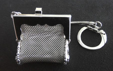 Vintage Antique German Silver Tone Mesh Coin Purse Key/Finger Chain