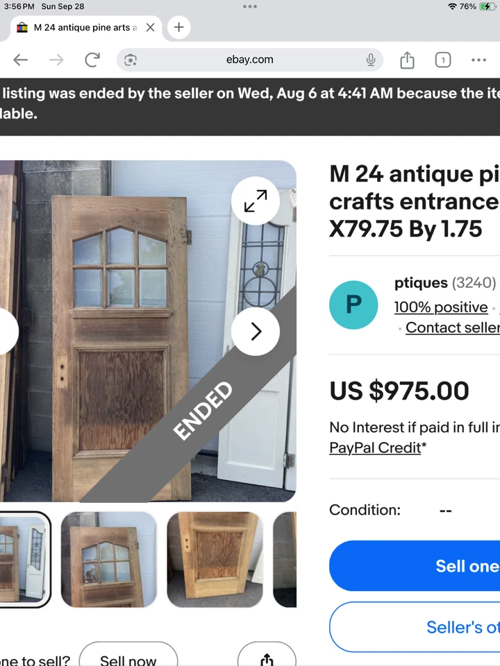 Antique Solid Wood Entry Door - Architectural Salvage Unique Window 35.5 x 84” - Image 2 of 4