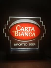 Vintage Carta Blanca Beer Lighted Sign Bar Light Imported 1980s Cerveza Mexico