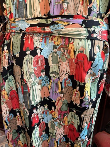 Natori Dynasty Kimono Robe-Designer Long Kimono Vintage Tassel Tie Red Lined L - Picture 10 of 20